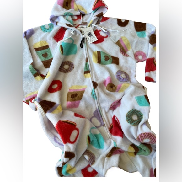 🌻NWT Forever Lazy Coffee & Donuts Onesie- Detachable Feet - Picture 7 of 12